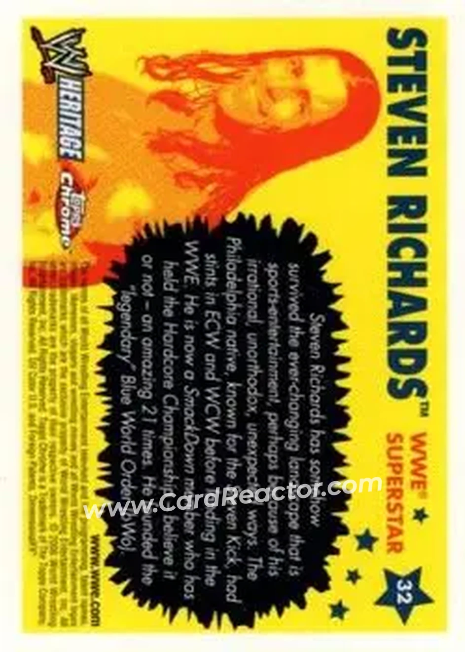 2006 Topps Heritage Chrome WWE #32 - Stevie Richards - Back