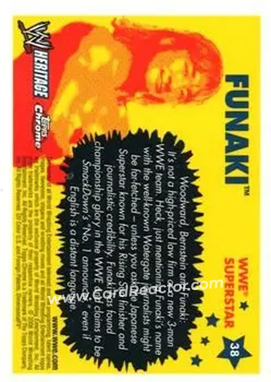 2006 Topps Heritage Chrome WWE #38 - Kung Funaki - Back