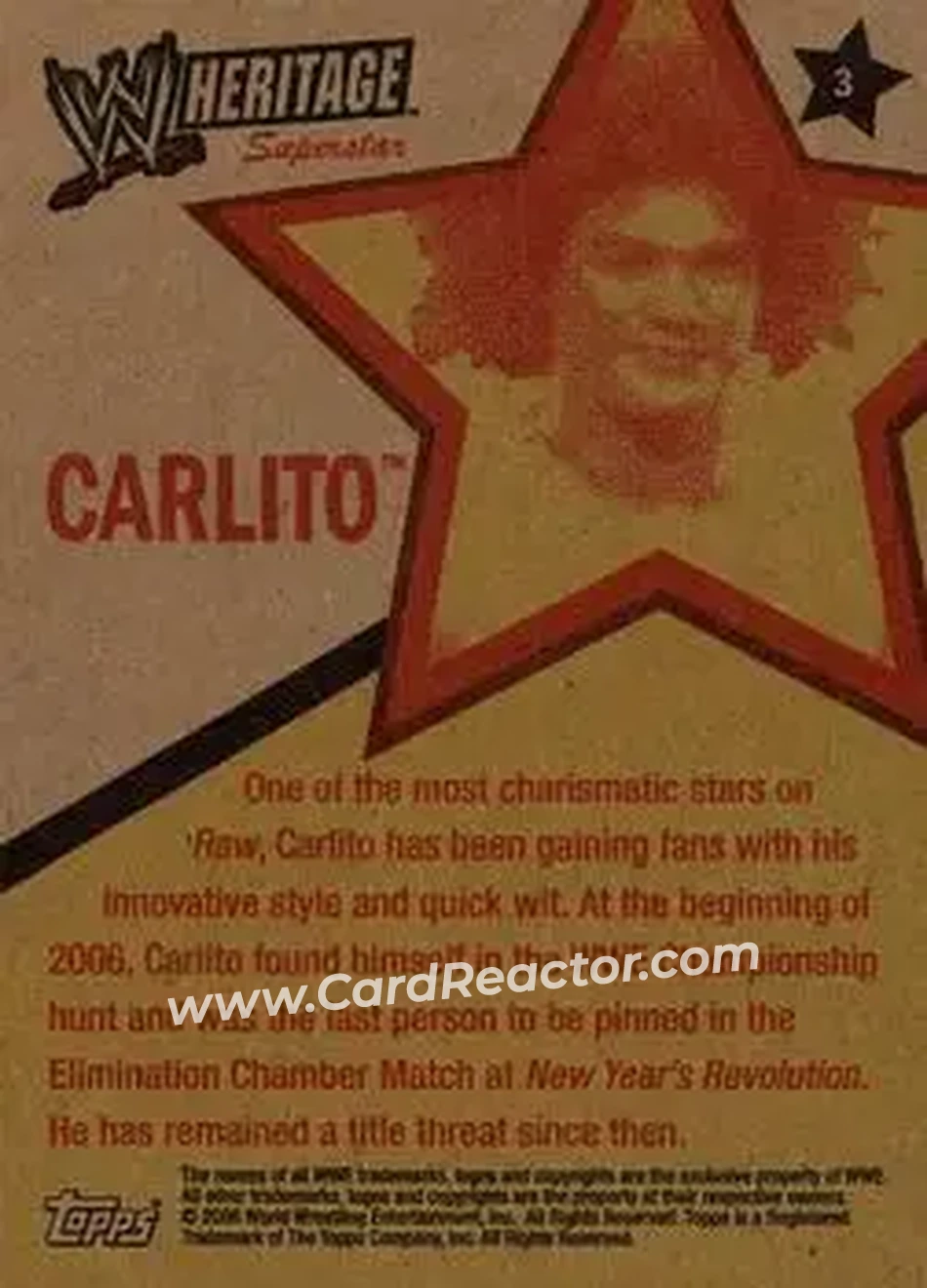 2006 Topps Heritage II WWE #3 - Carlito - Back