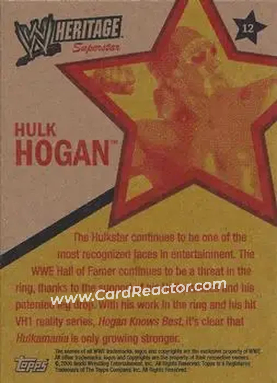 2006 Topps Heritage II WWE #12 - Hulk Hogan - Back