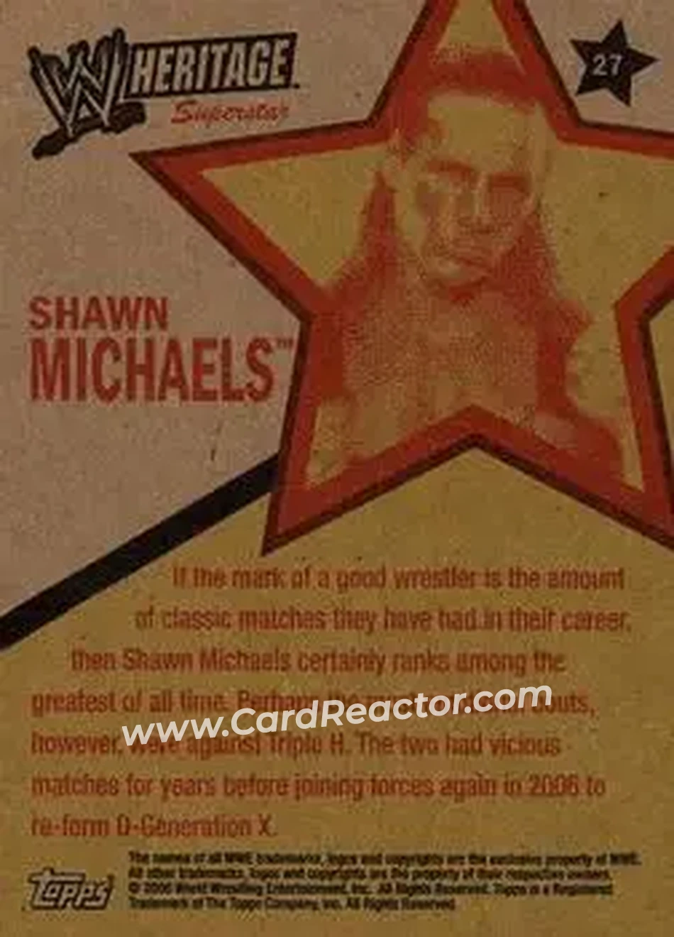 2006 Topps Heritage II WWE #27 - Shawn Michaels - Back
