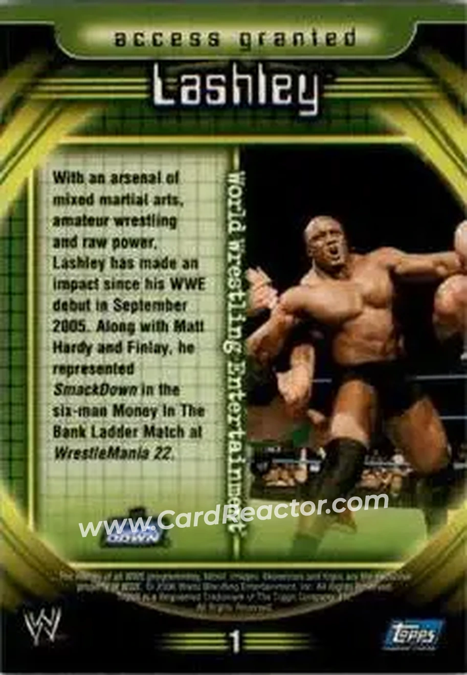 2006 Topps WWE Insider #1 - Bobby Lashley - Back
