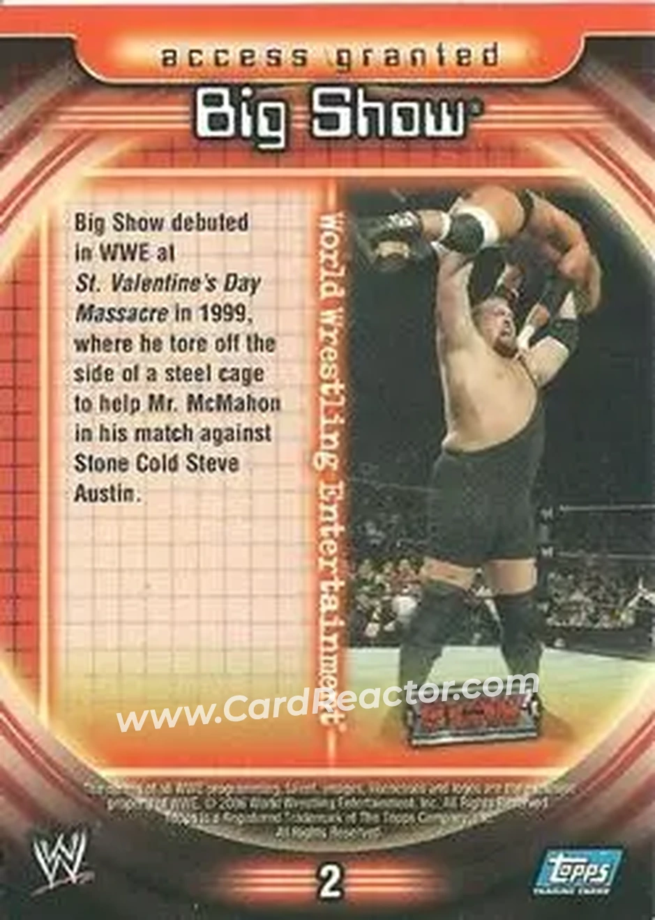2006 Topps WWE Insider #2 - Big Show - Back