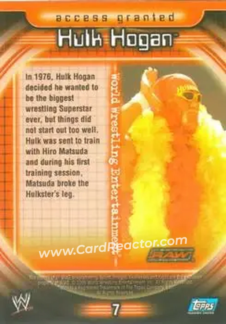 2006 Topps WWE Insider #7 - Hulk Hogan - Back 2006 Topps WWE Insider #7 - Hulk Hogan - Back