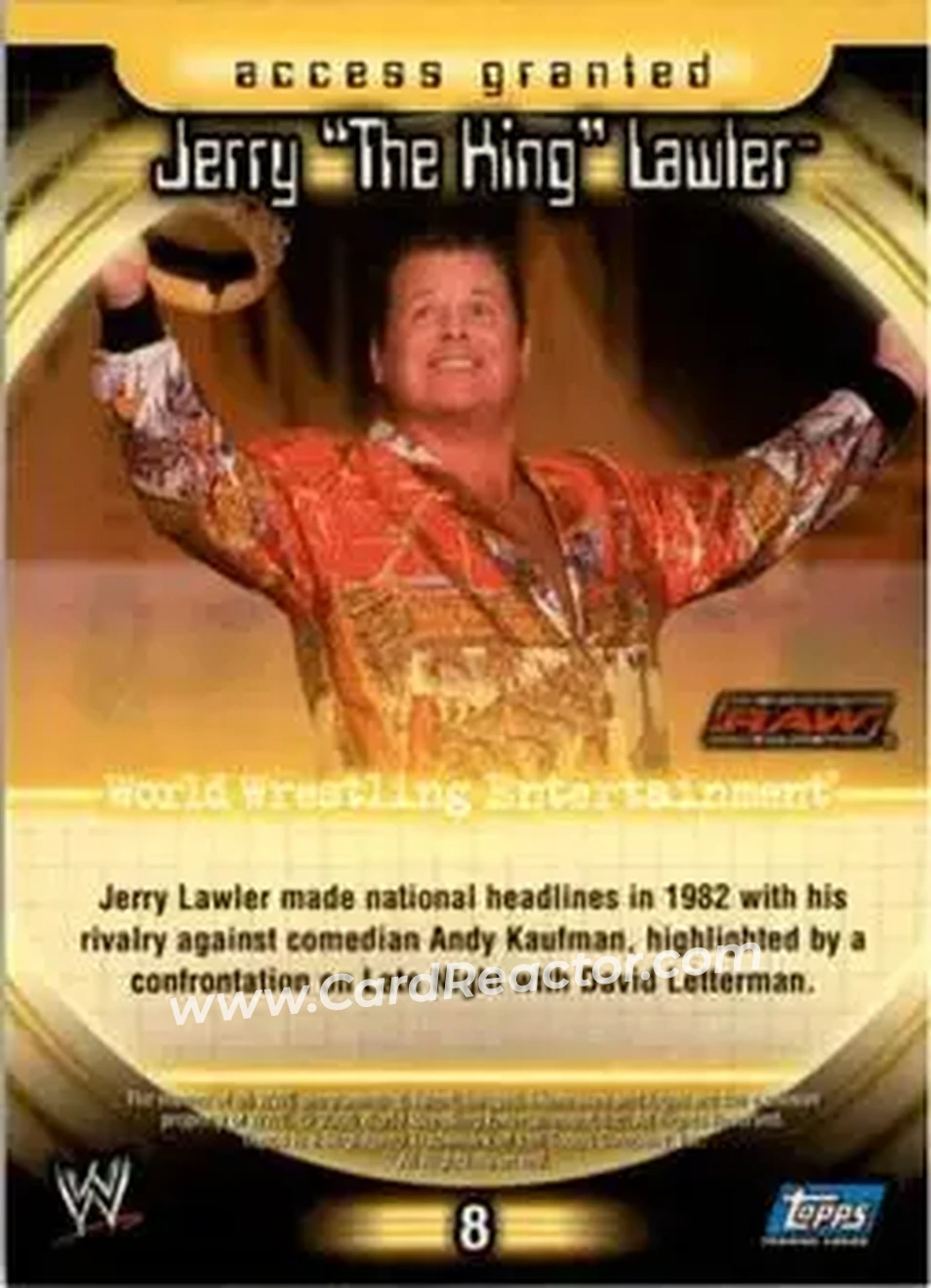 2006 Topps WWE Insider #8 - Jerry Lawler - Back