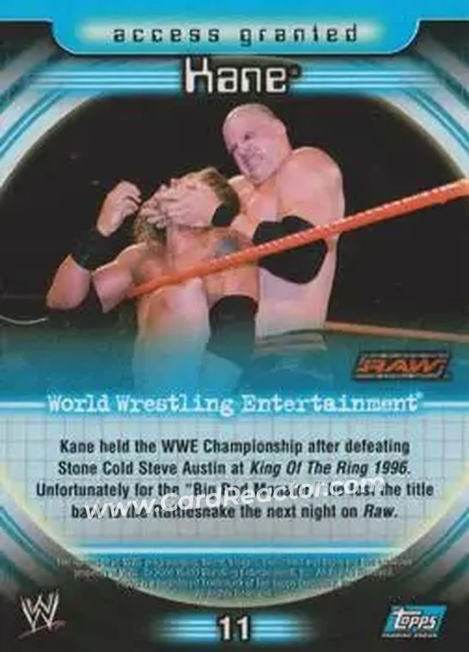 2006 Topps WWE Insider #11 - Kane - Back