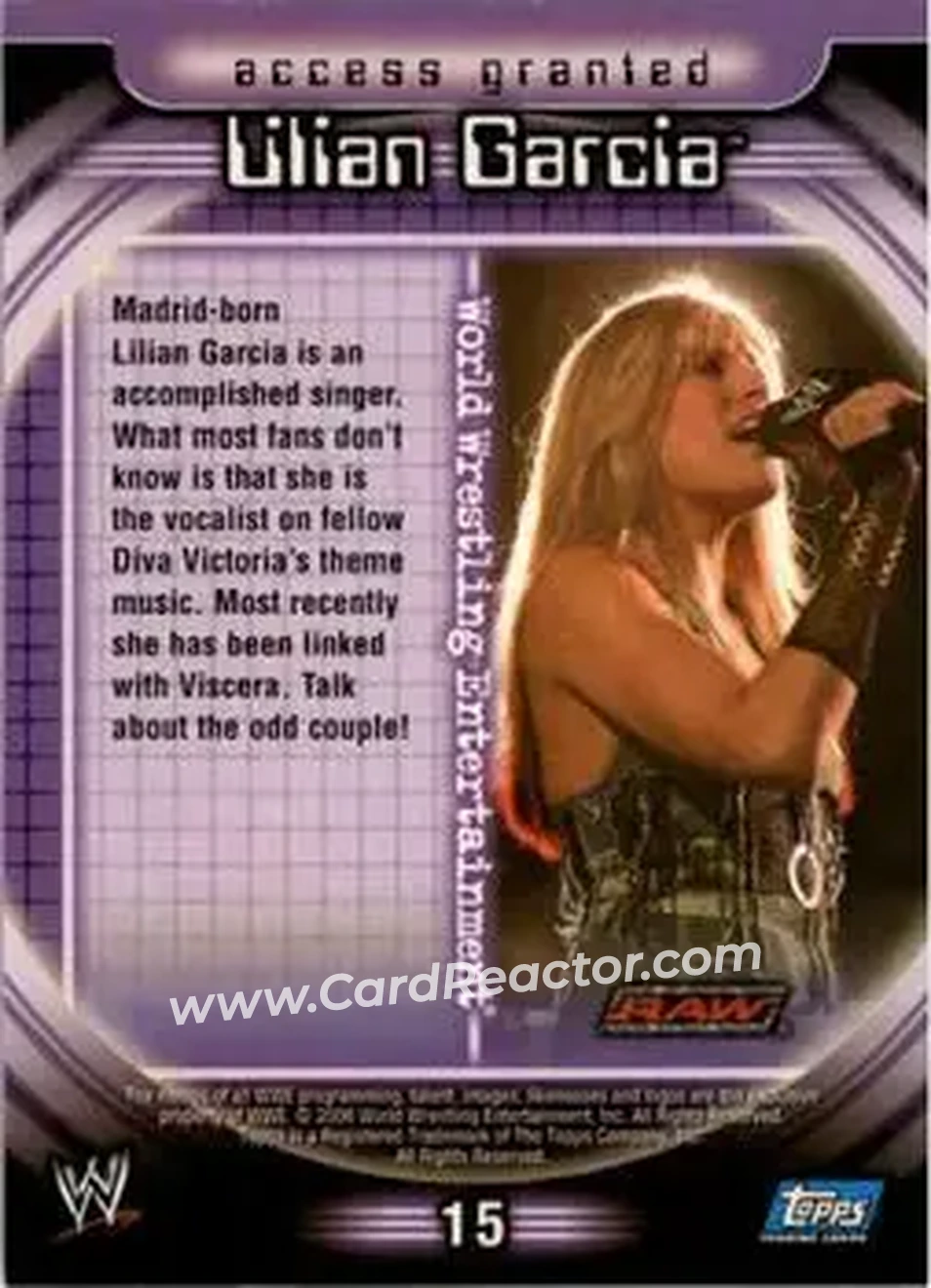 2006 Topps WWE Insider #15 - Lilian Garcia - Back