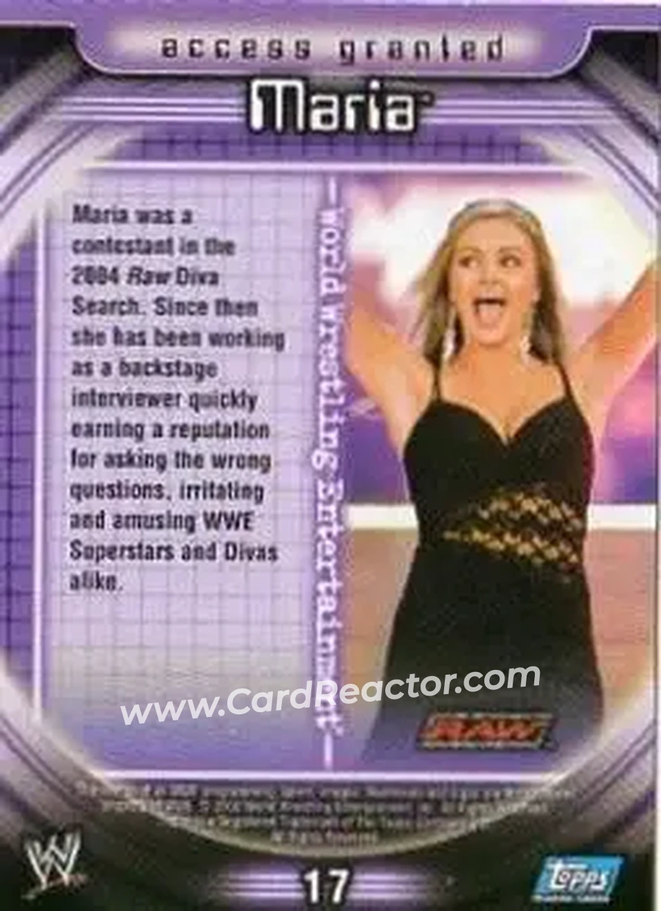 2006 Topps WWE Insider #17 - Maria Kanellis - Back
