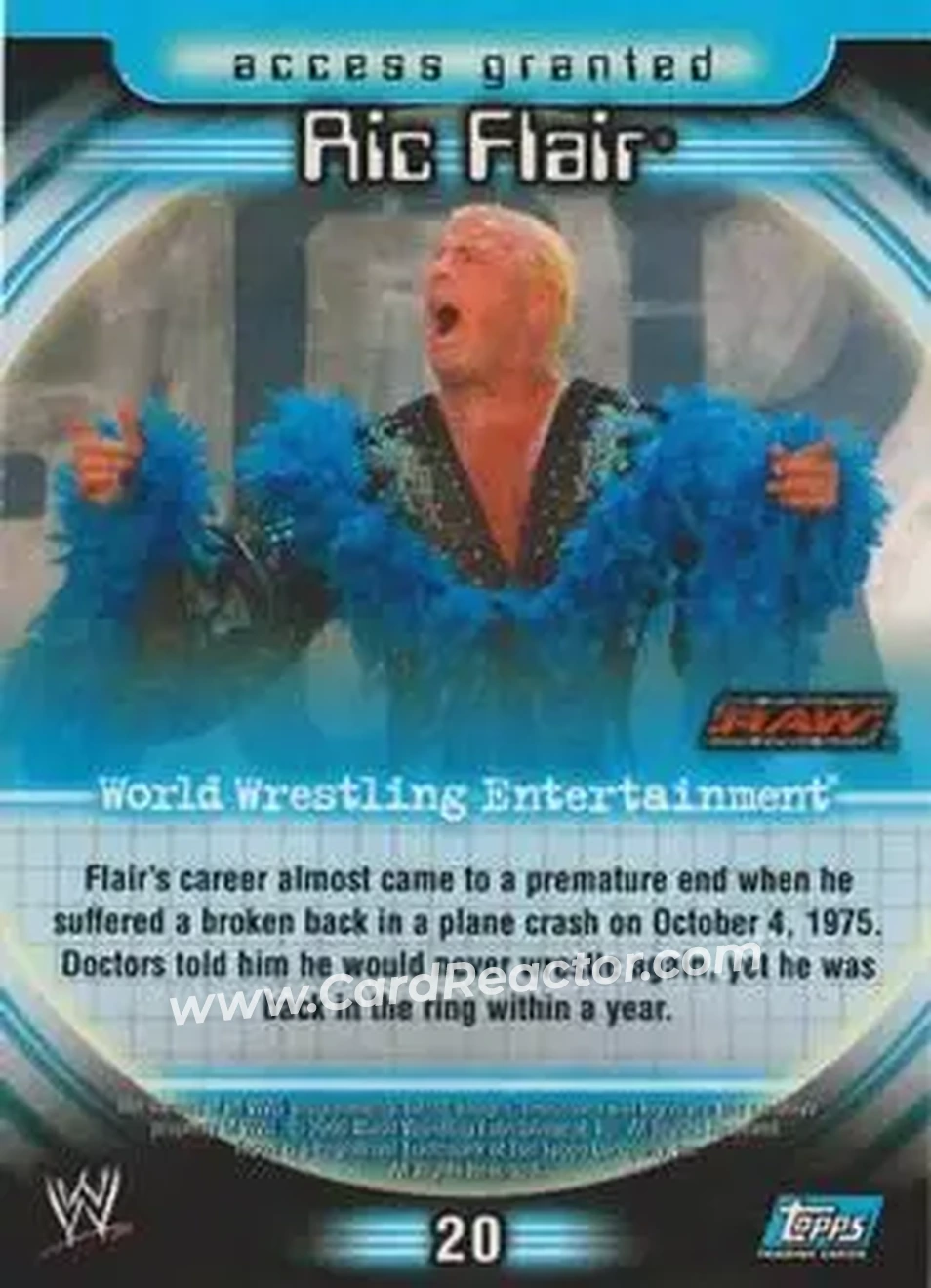 2006 Topps WWE Insider #20 - Ric Flair - Back