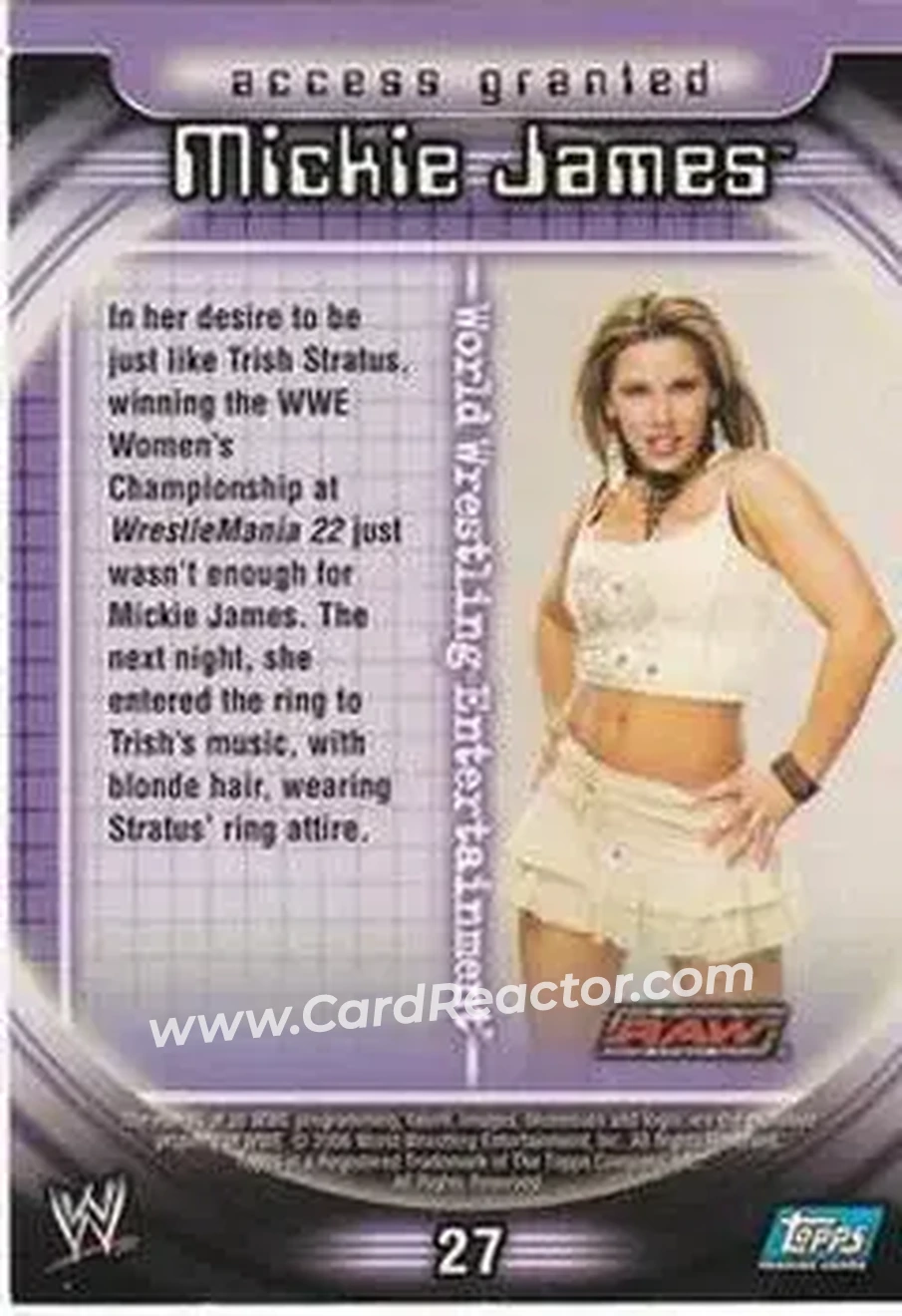 2006 Topps WWE Insider #27 - Mickie James - Back