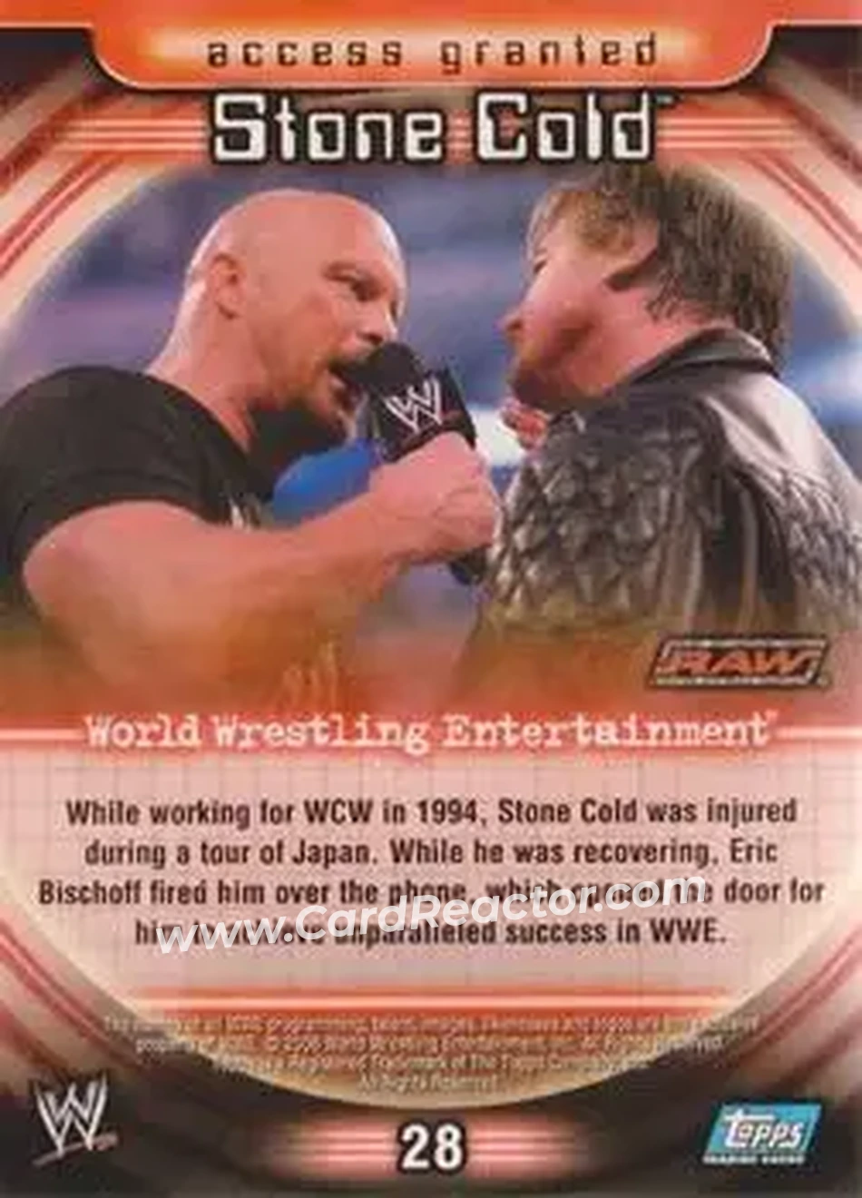 2006 Topps WWE Insider #28 - "Stone Cold" Steve Austin - Back