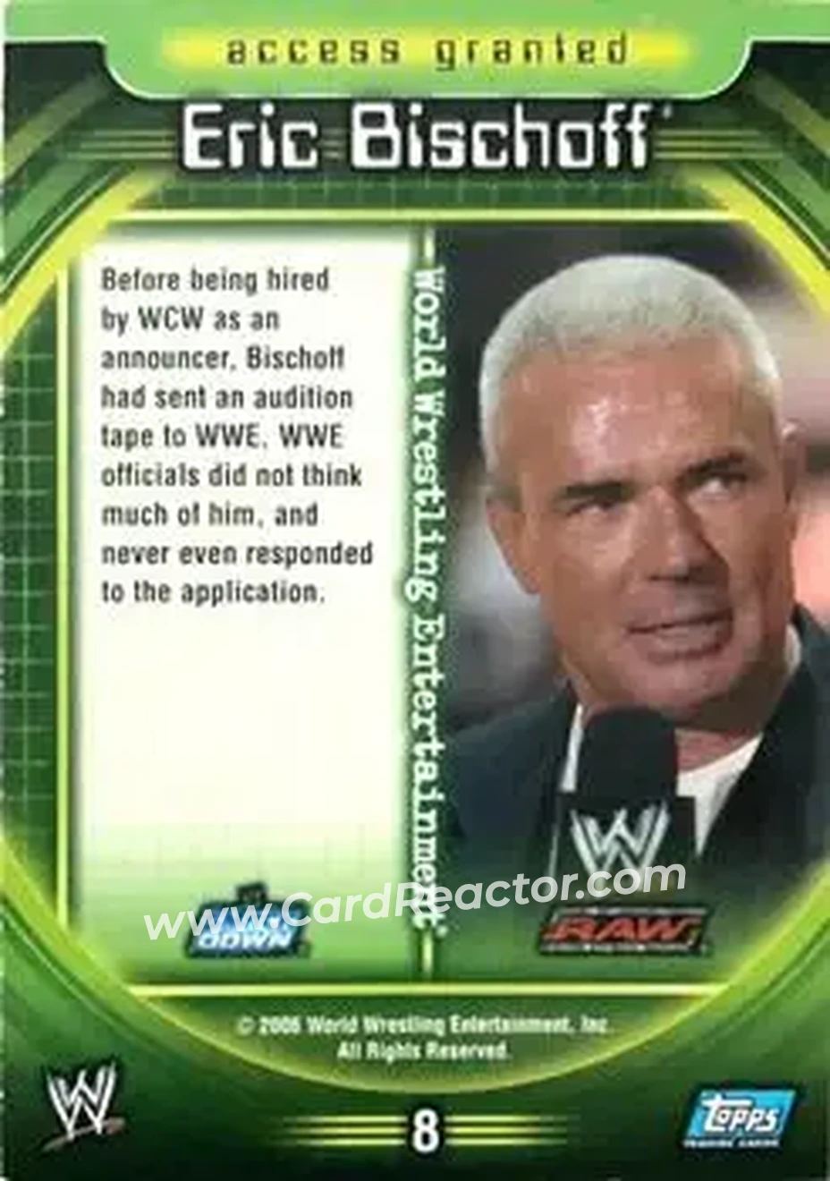 2006 Topps WWE Insider English (UK) #8 - Eric Bischoff - Back