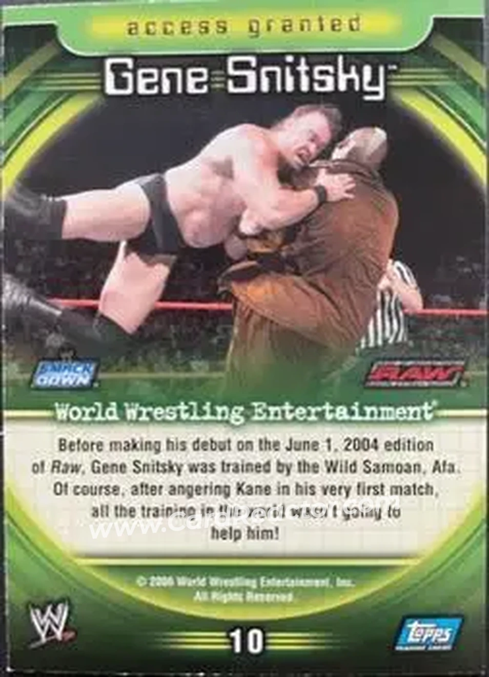 2006 Topps WWE Insider English (UK) #10 - Snitsky - Back
