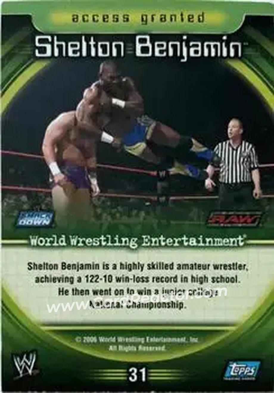 2006 Topps WWE Insider English (UK) #31 - Shelton Benjamin - Back