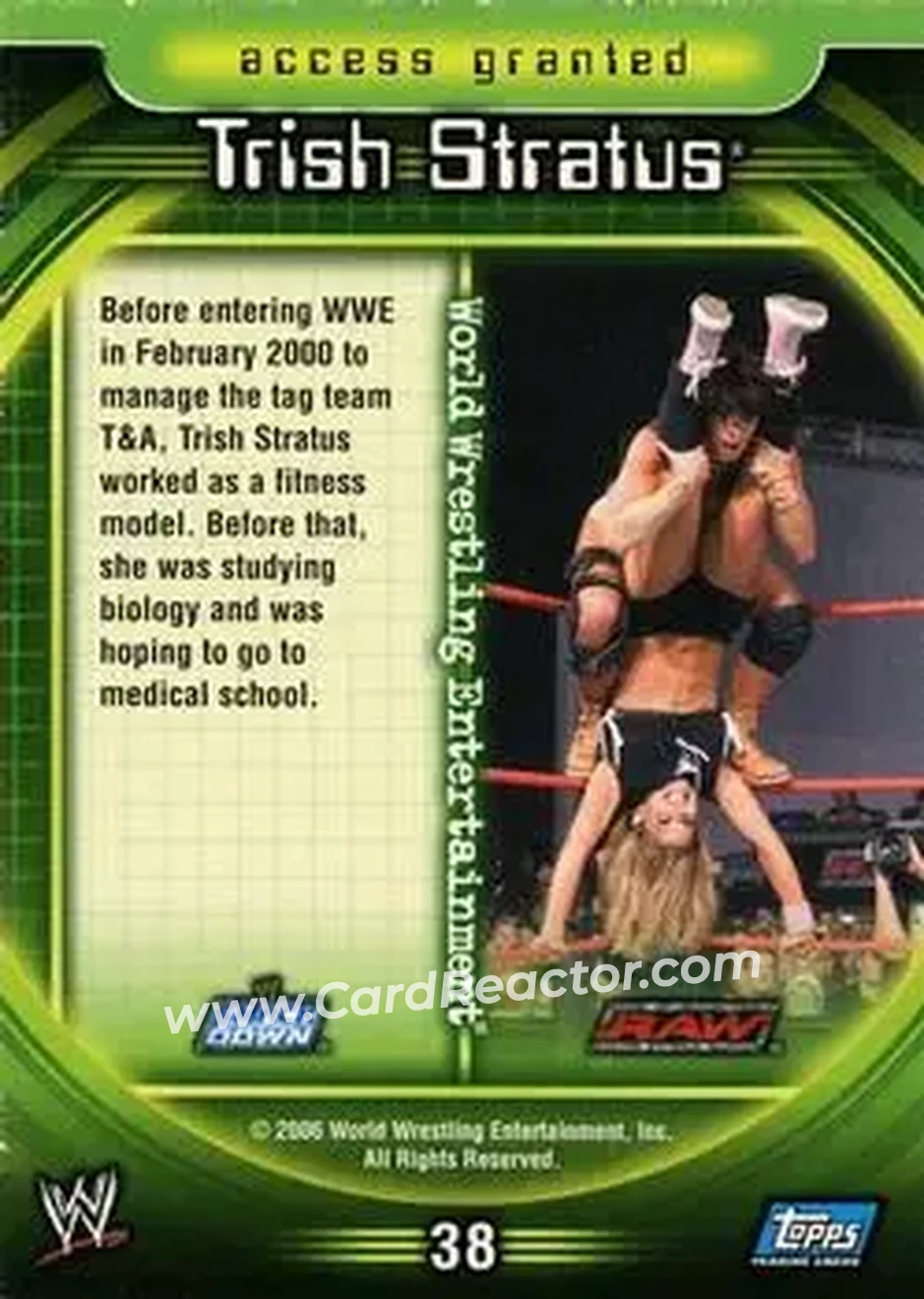 2006 Topps WWE Insider English (UK) #38 - Trish Stratus - Back