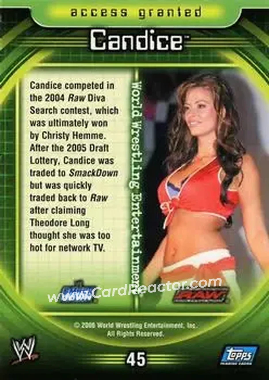 2006 Topps WWE Insider English (UK) #45 - Candice Michelle - Back