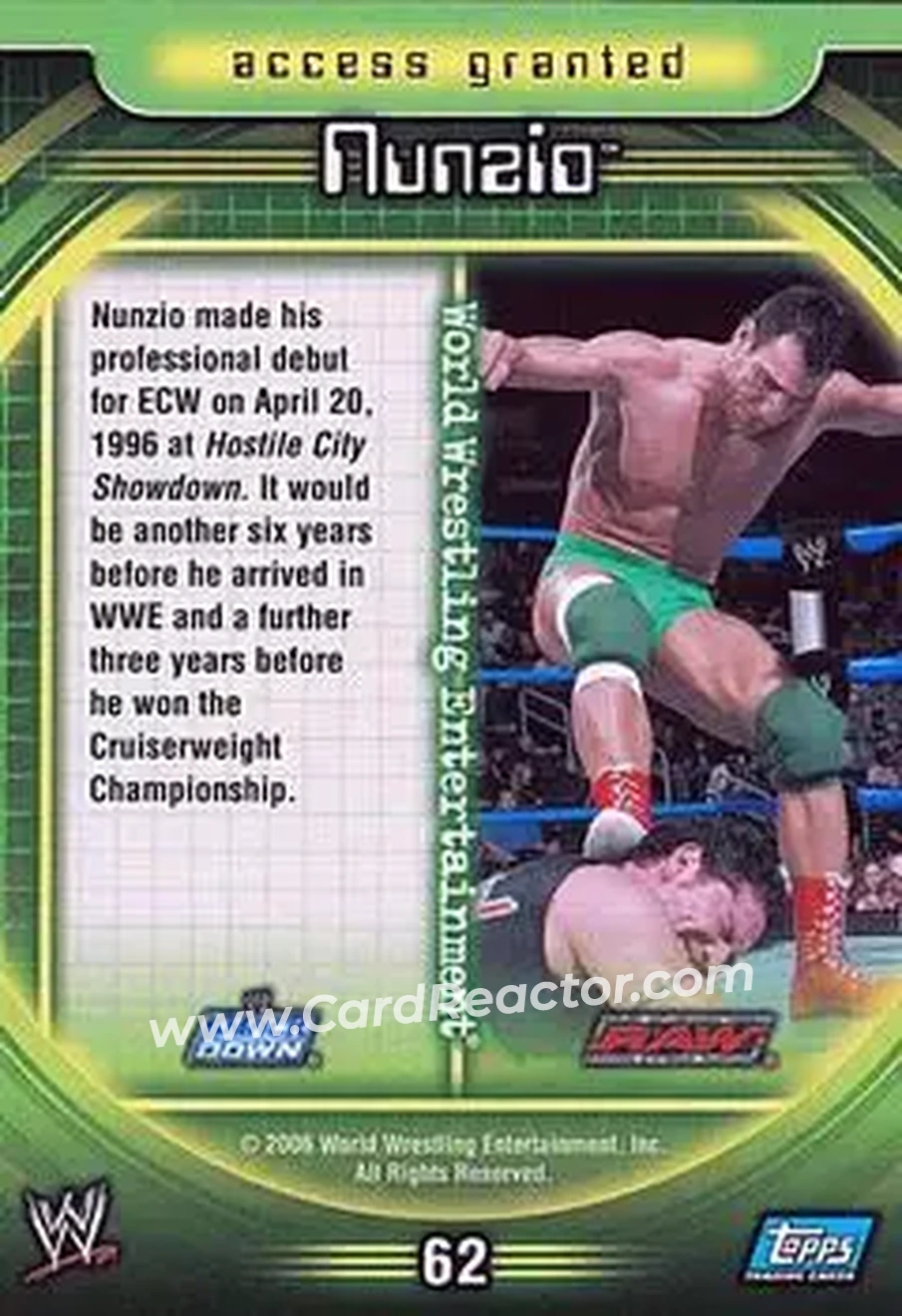 2006 Topps WWE Insider English (UK) #62 - Nunzio - Back