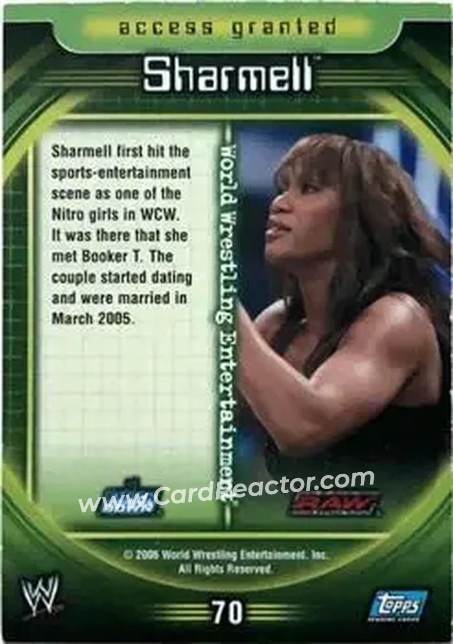 2006 Topps WWE Insider English (UK) #70 - Sharmell - Back