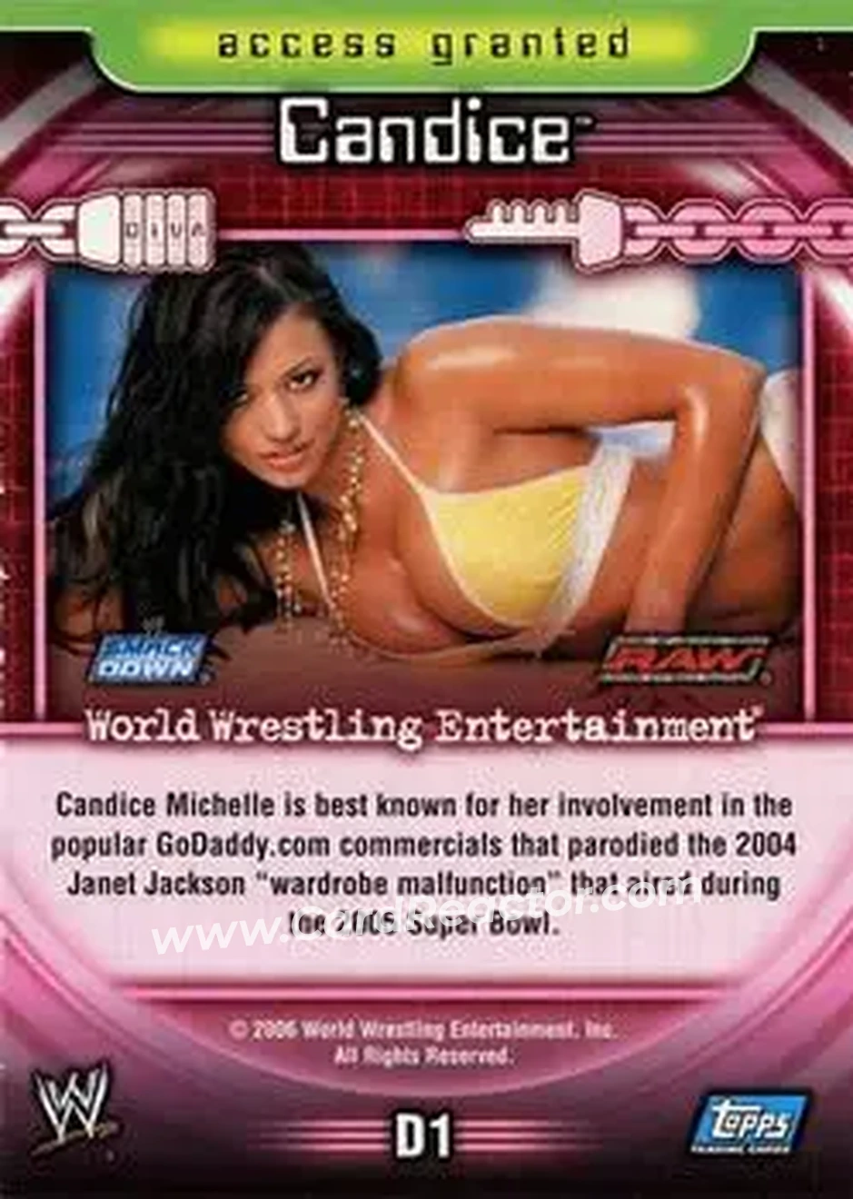 2006 Topps WWE Insider English (UK) - Divas #D1 - Candice Michelle - Back