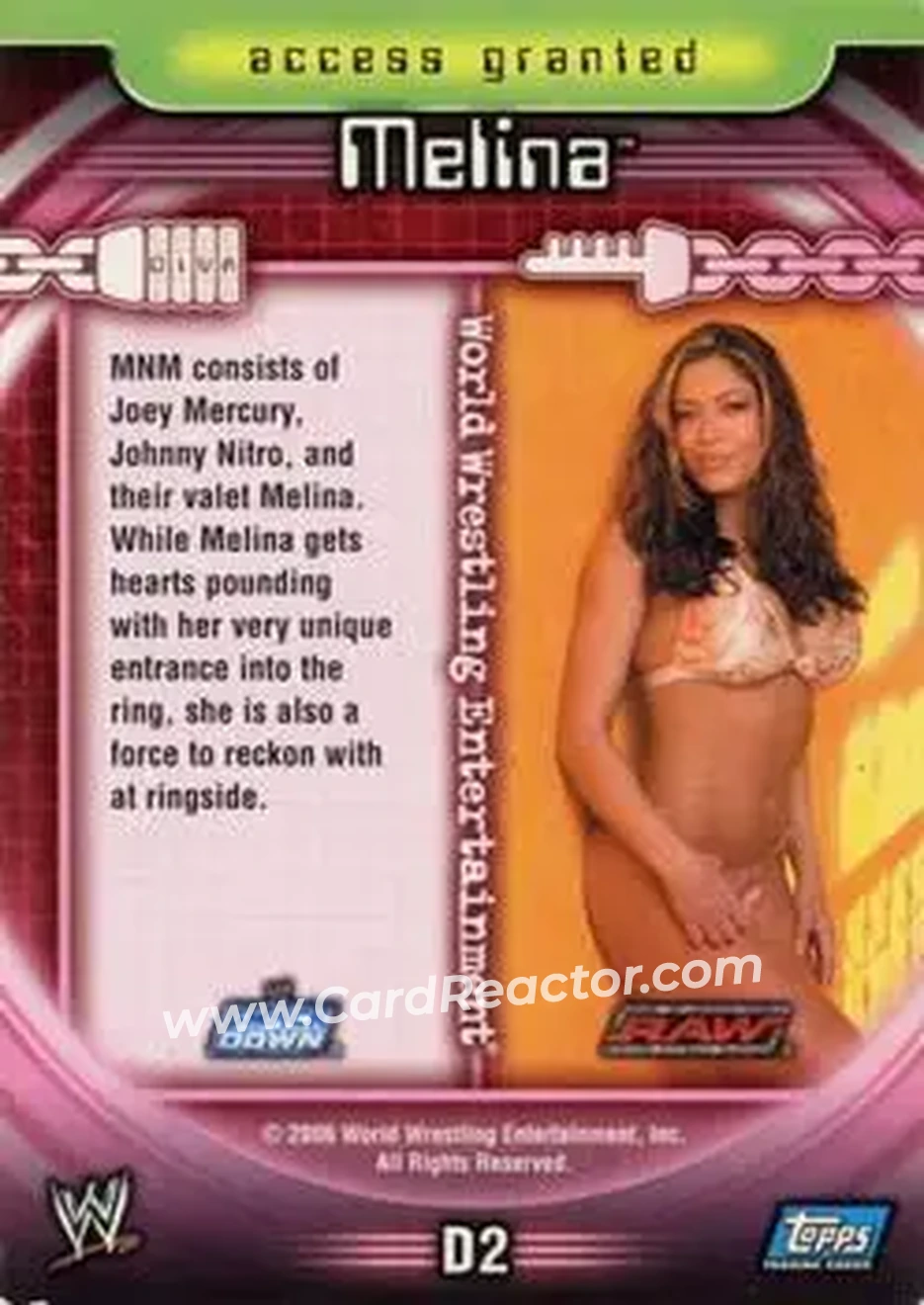 2006 Topps WWE Insider English (UK) - Divas #D2 - Melina - Back