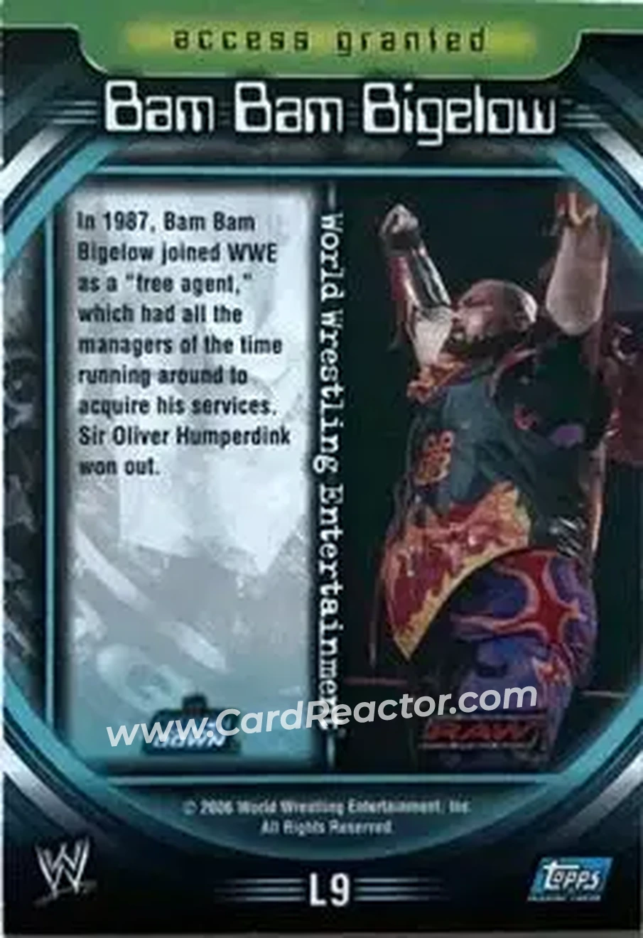 2006 Topps WWE Insider English (UK) - Legends #L9 - Bam Bam Bigelow - Back