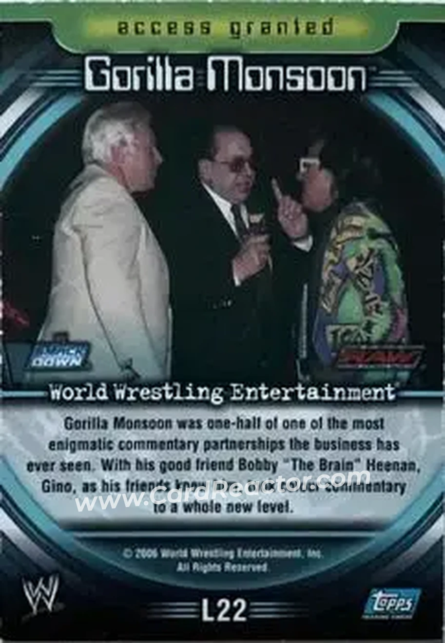 2006 Topps WWE Insider English (UK) - Legends #L22 - Gorilla Monsoon - Back