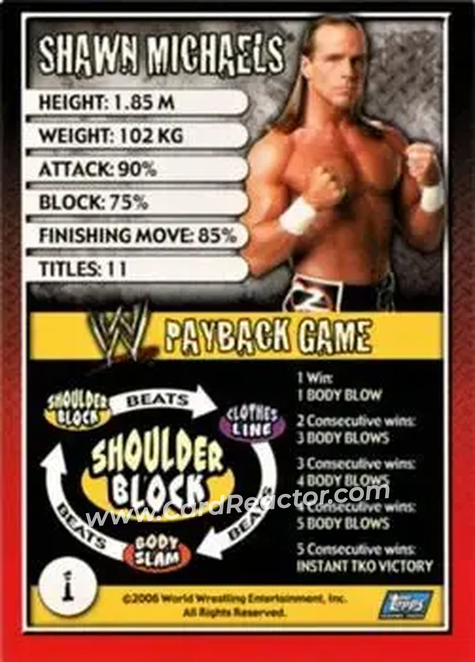 2006 Topps WWE Payback (English Edition) #1 - Shawn Michaels - Back
