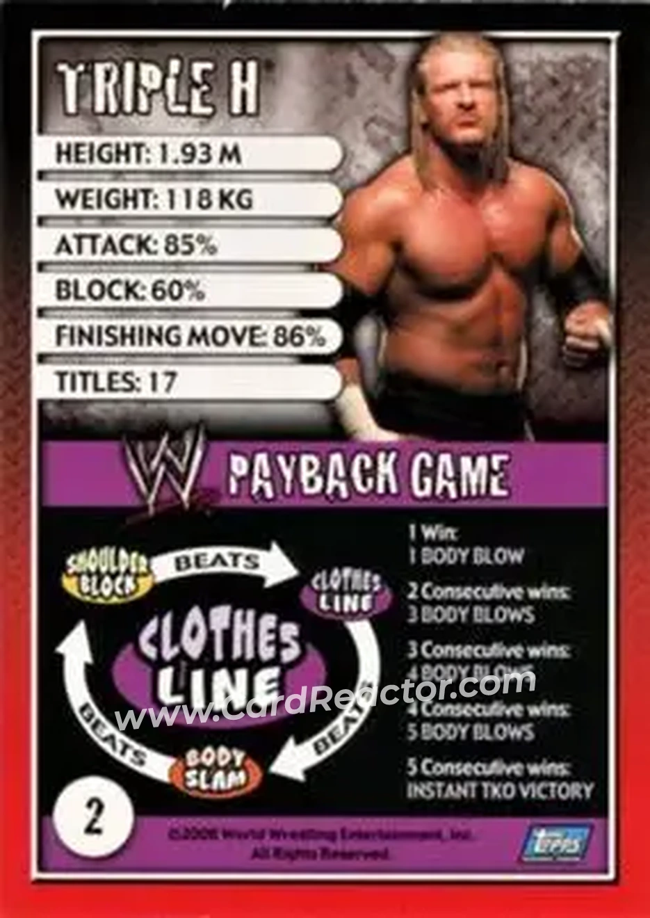 2006 Topps WWE Payback (English Edition) #2 - Hunter Hearst Helmsley - Back 2006 Topps WWE Payback (English Edition) #2 - Hunter Hearst Helmsley - Back