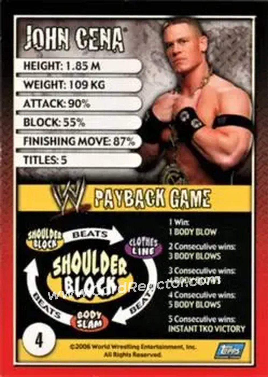 2006 Topps WWE Payback (English Edition) #4 - John Cena - Back