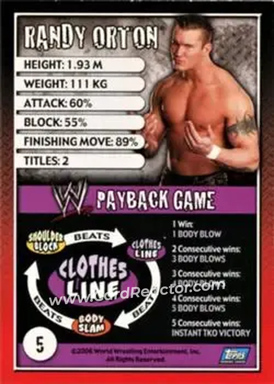 2006 Topps WWE Payback (English Edition) #5 - Randy Orton - Back