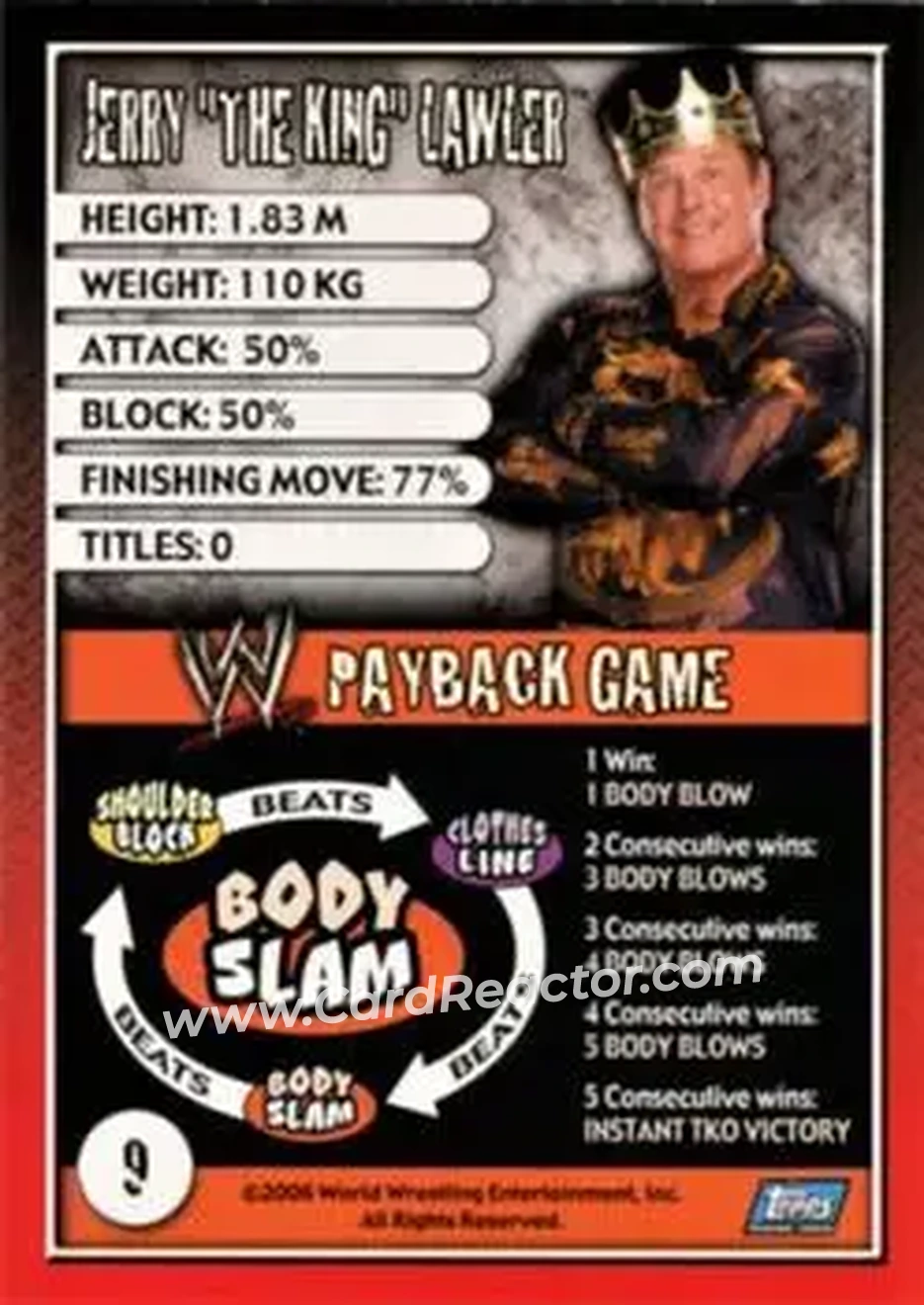 2006 Topps WWE Payback (English Edition) #9 - Jerry Lawler - Back