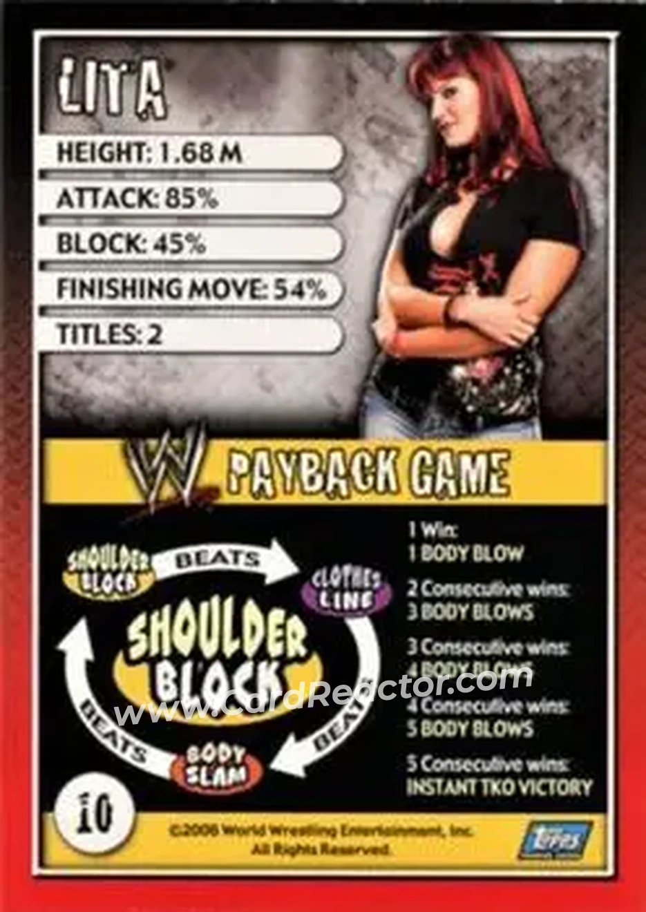 2006 Topps WWE Payback (English Edition) #10 - Lita - Back