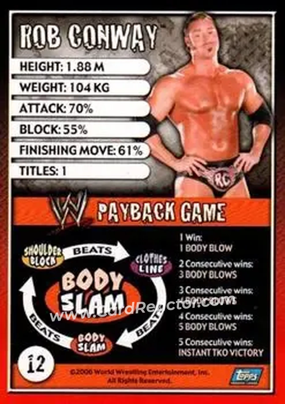 2006 Topps WWE Payback (English Edition) #12 - Rob Conway - Back