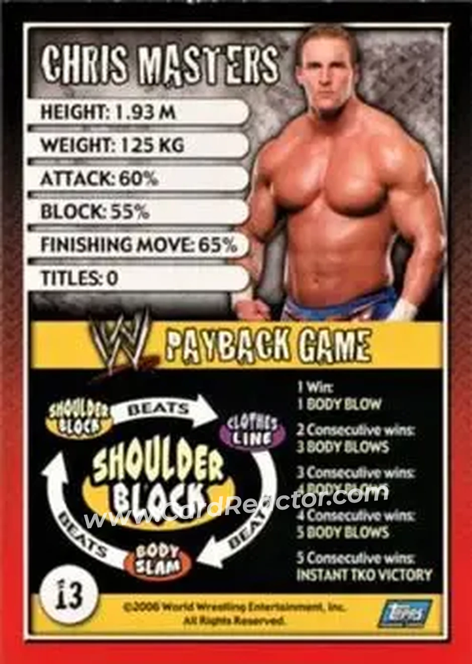 2006 Topps WWE Payback (English Edition) #13 - Chris Masters - Back