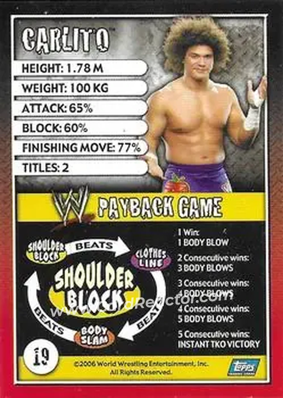 2006 Topps WWE Payback (English Edition) #19 - Carlito - Back