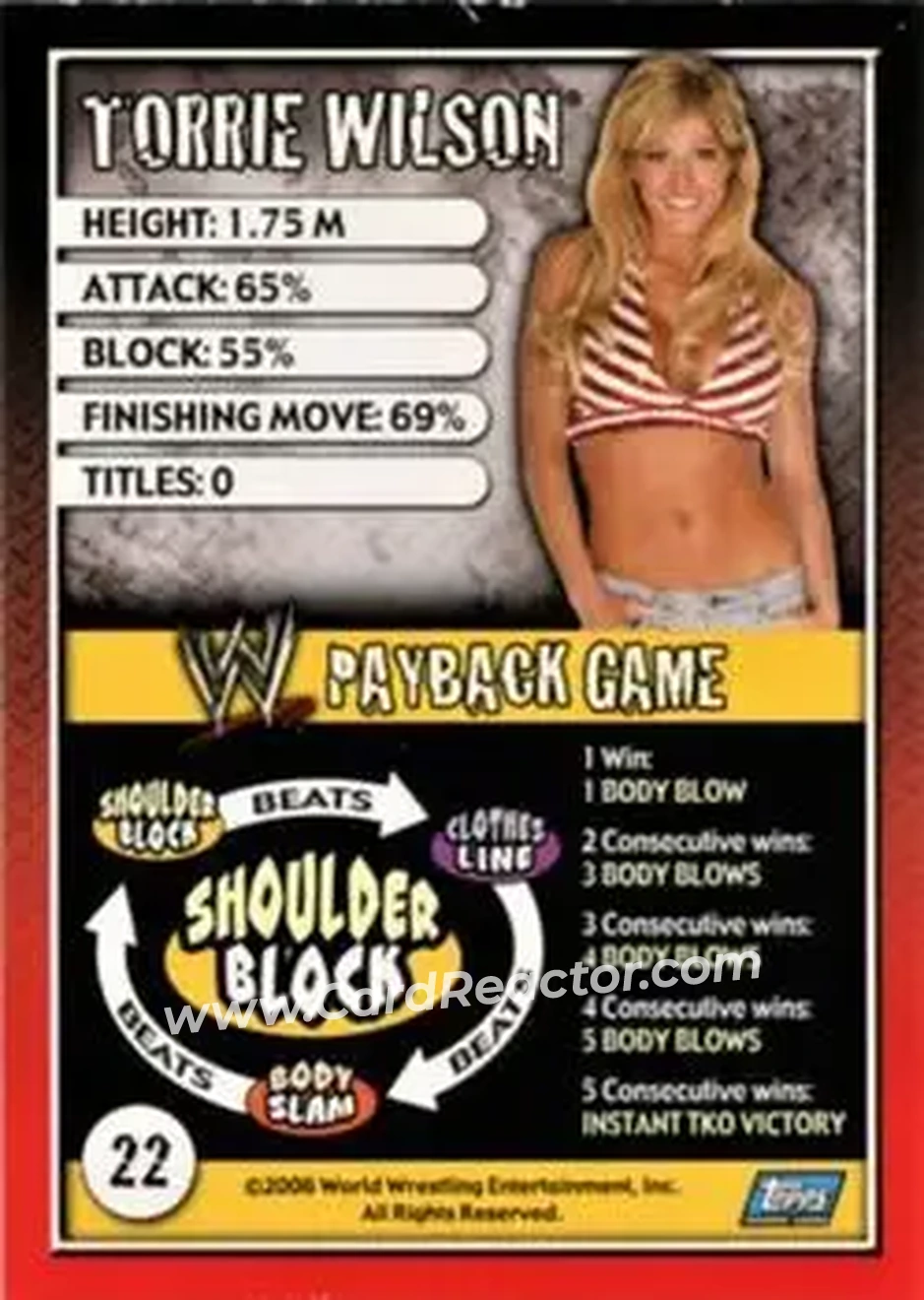 2006 Topps WWE Payback (English Edition) #22 - Torrie Wilson - Back