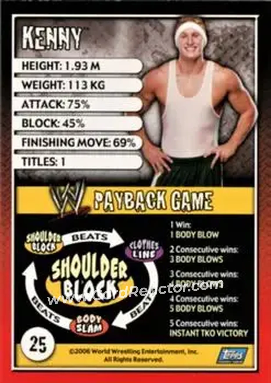 2006 Topps WWE Payback (English Edition) #25 - Kenny Dykstra - Back