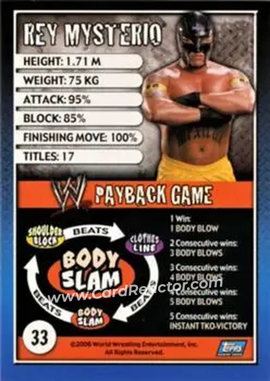 2006 Topps WWE Payback (English Edition) #33 - Rey Mysterio - Back