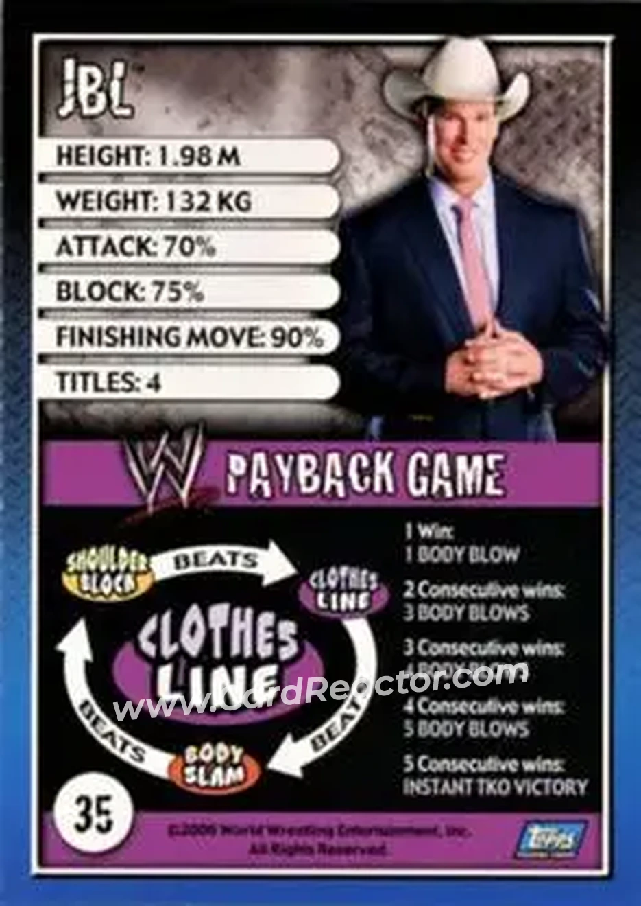 2006 Topps WWE Payback (English Edition) #35 - Blackjack Bradshaw - Back