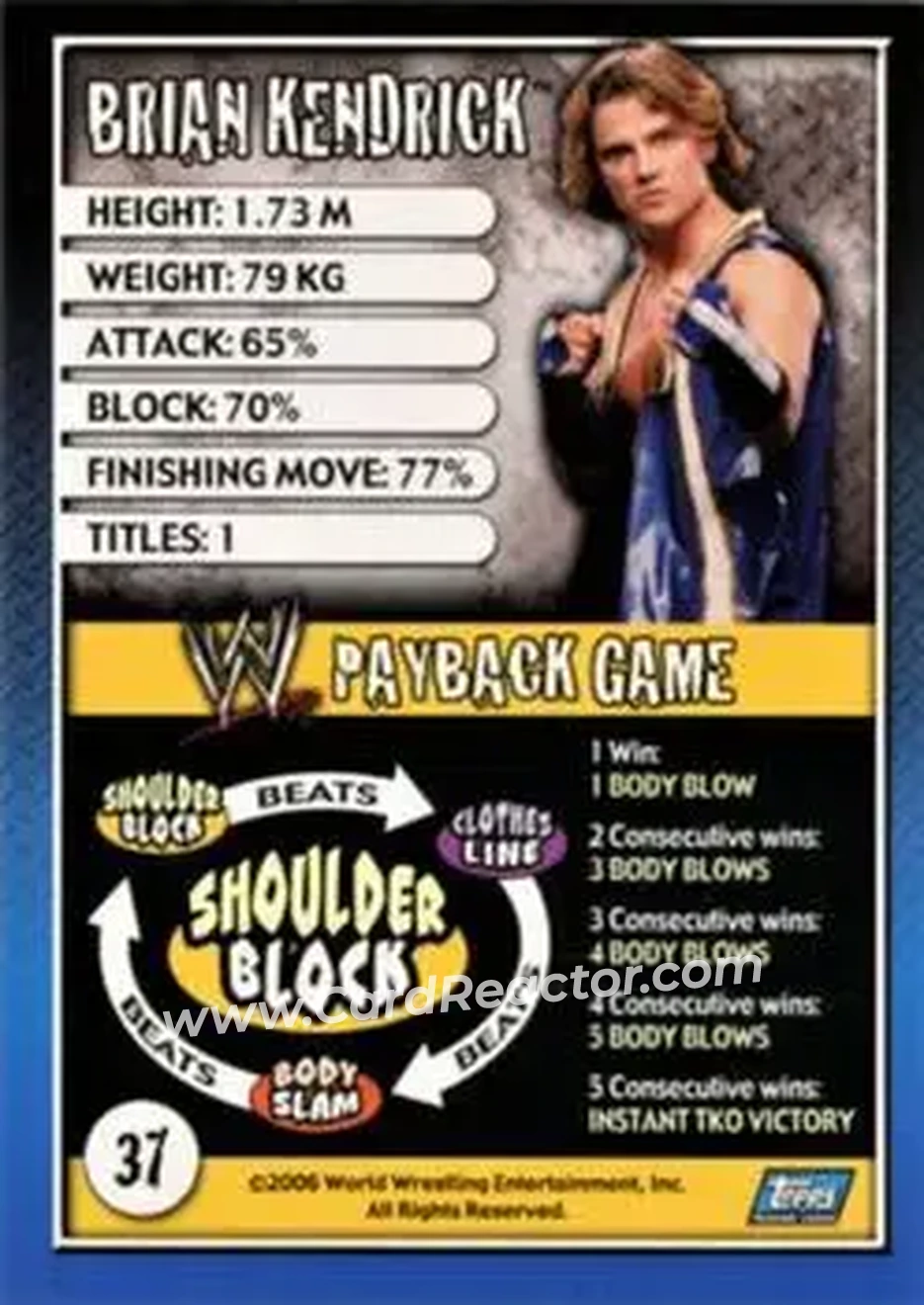 2006 Topps WWE Payback (English Edition) #37 - The Brian Kendrick - Back