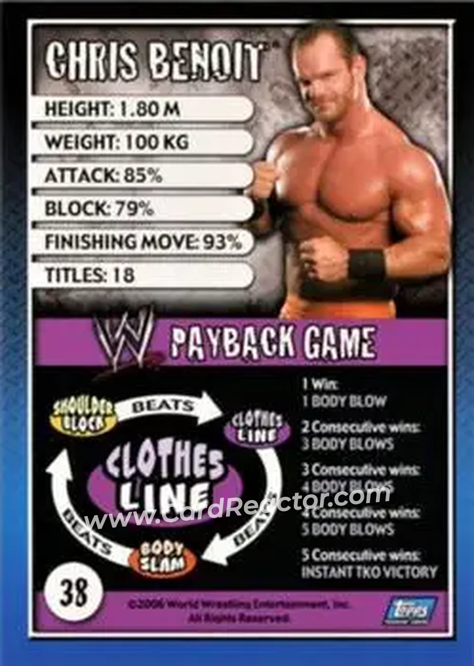 2006 Topps WWE Payback (English Edition) #38 - Chris Benoit - Back