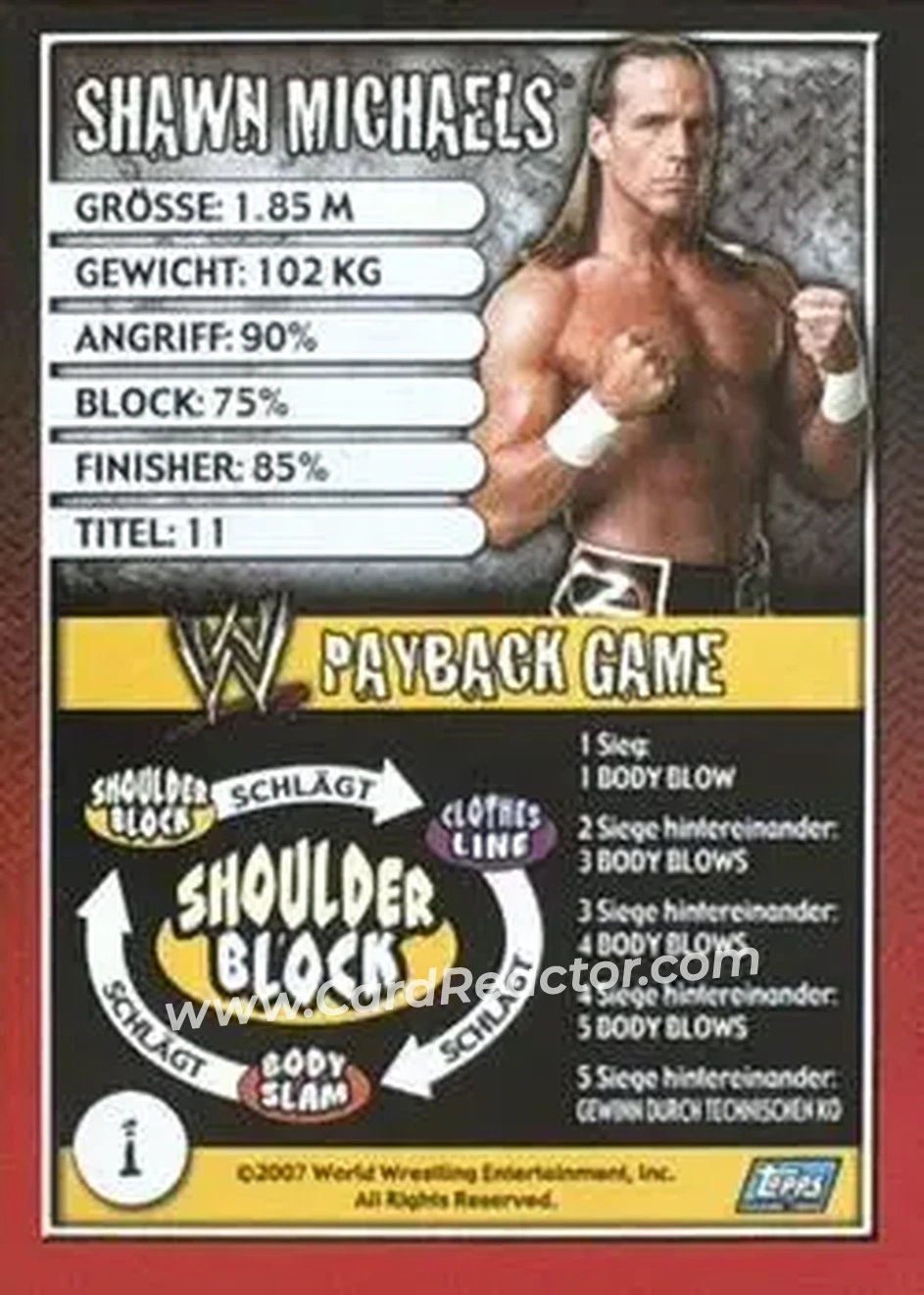 2006 Topps WWE Payback (German Edition) #1 - Shawn Michaels - Back