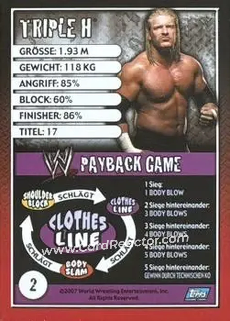 2006 Topps WWE Payback (German Edition) #2 - Hunter Hearst Helmsley - Back 2006 Topps WWE Payback (German Edition) #2 - Hunter Hearst Helmsley - Back
