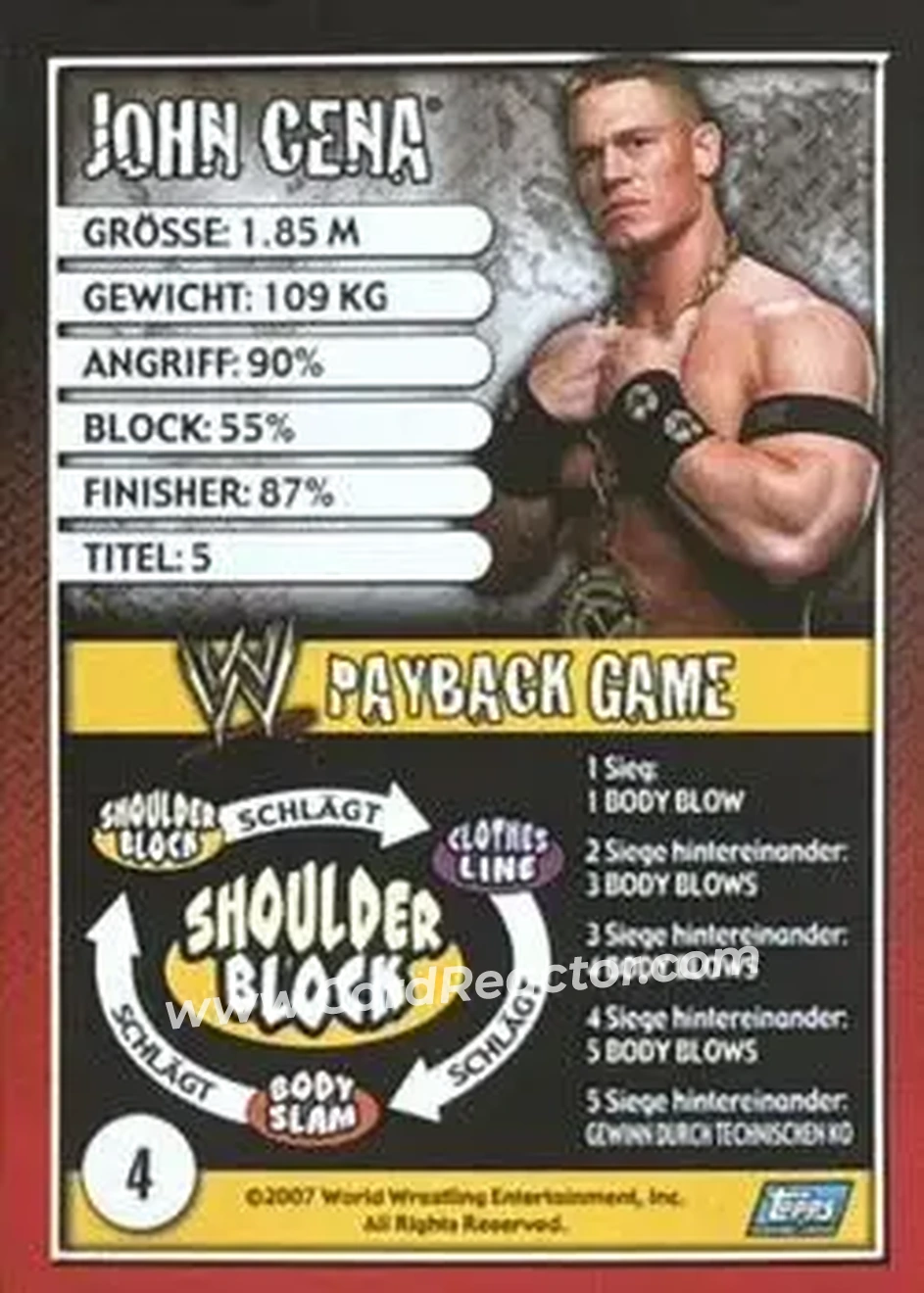 2006 Topps WWE Payback (German Edition) #4 - John Cena - Back