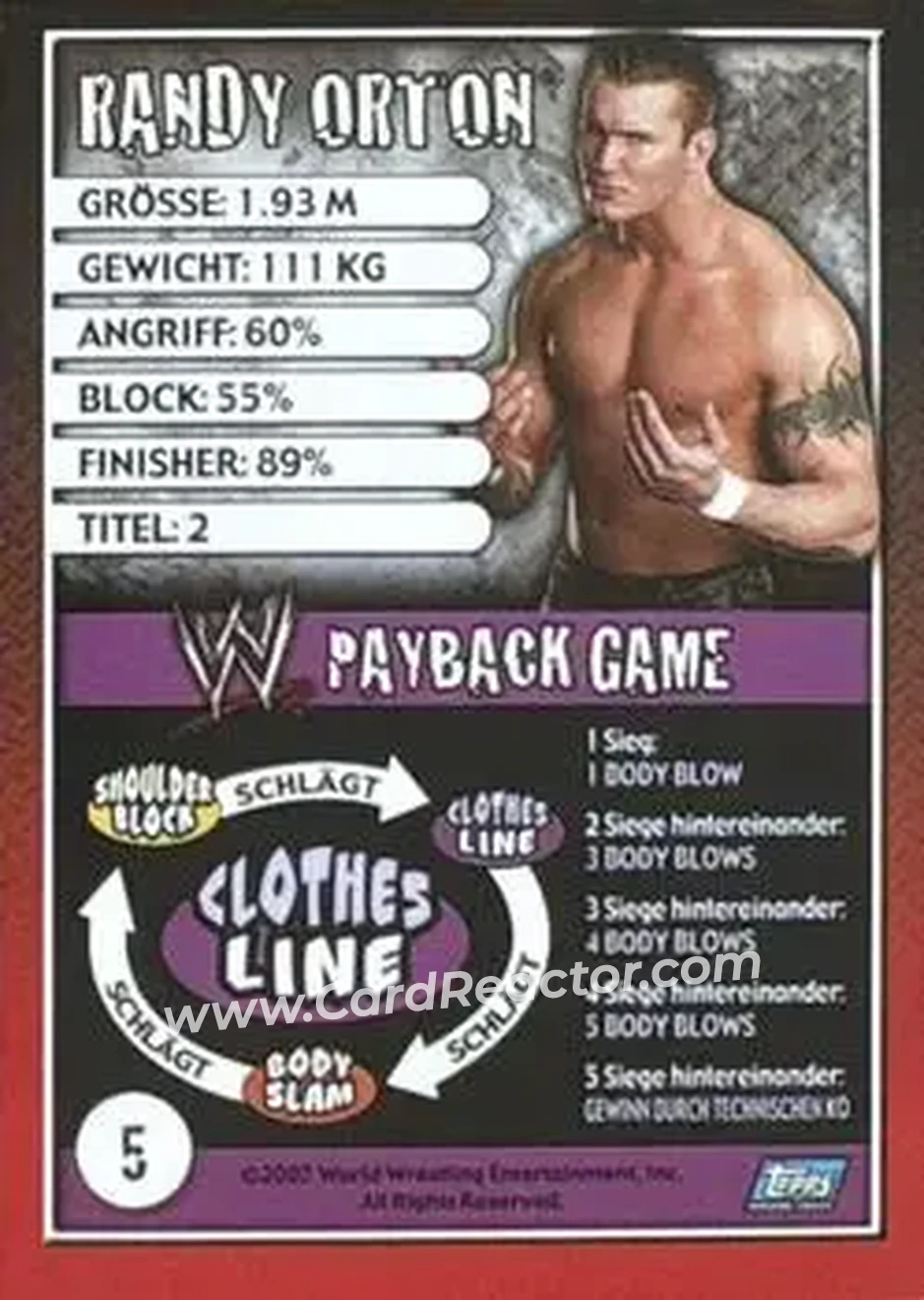 2006 Topps WWE Payback (German Edition) #5 - Randy Orton - Back