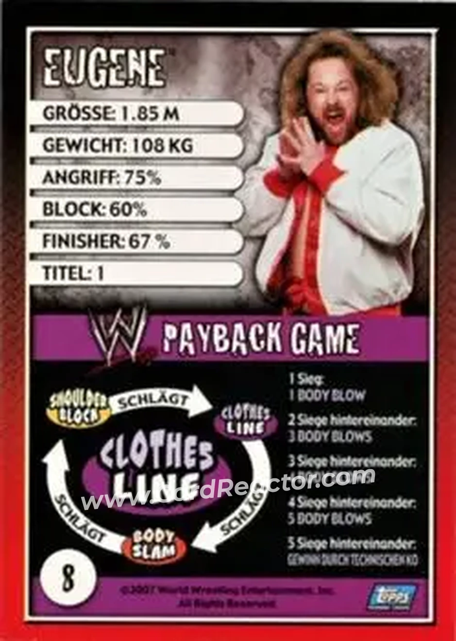 2006 Topps WWE Payback (German Edition) #8 - Eugene - Back