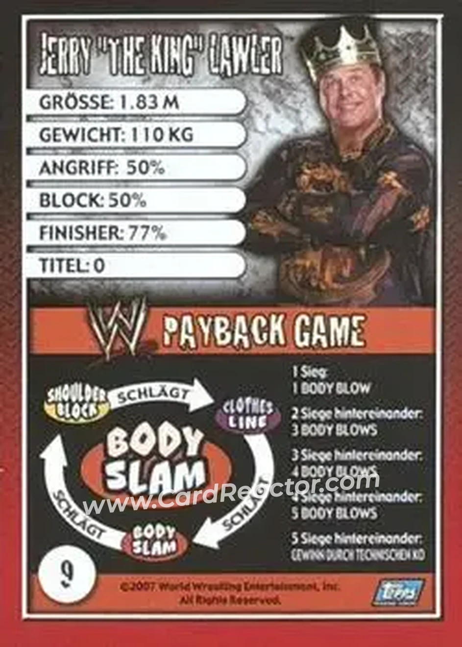 2006 Topps WWE Payback (German Edition) #9 - Jerry Lawler - Back