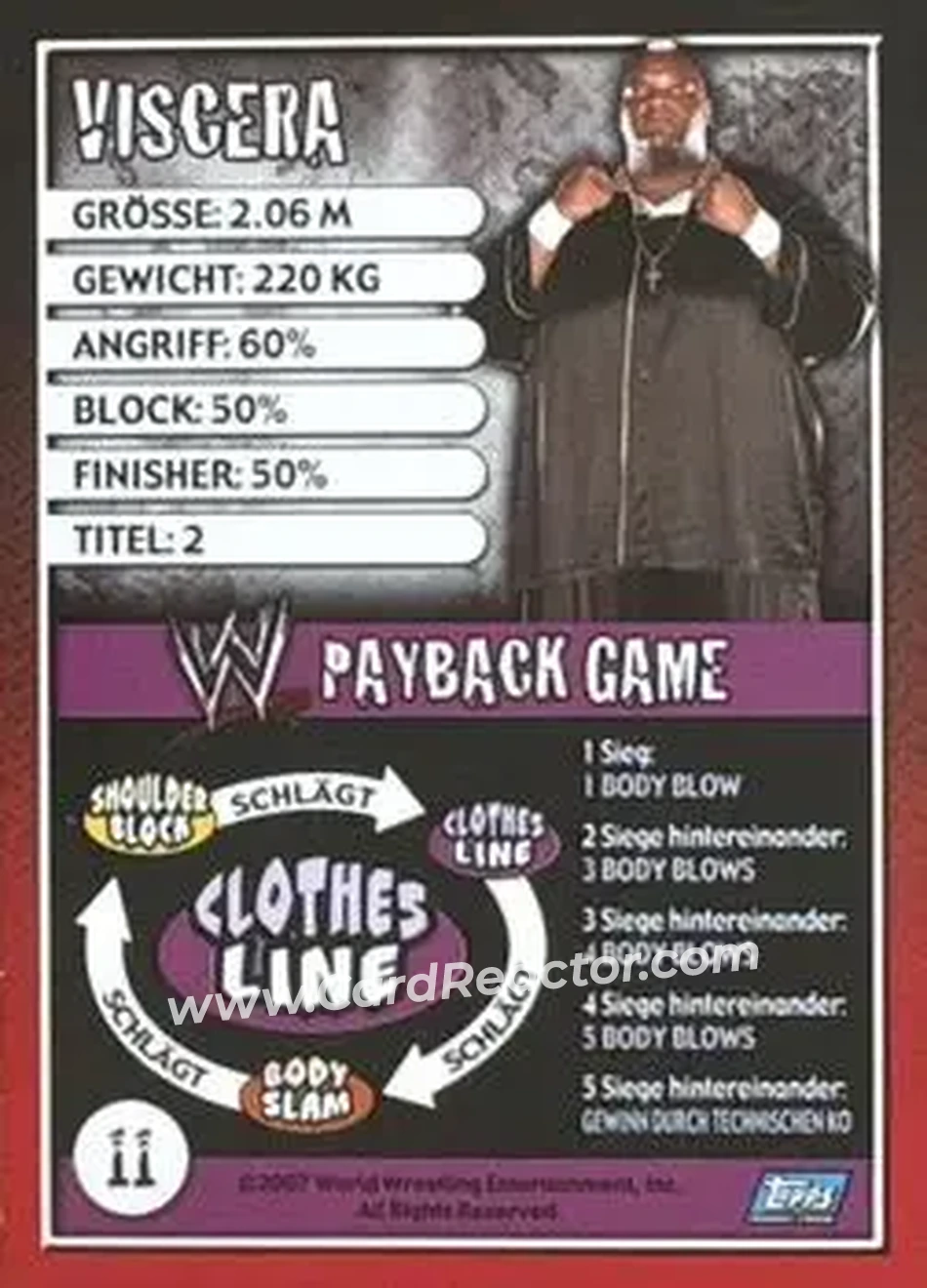 2006 Topps WWE Payback (German Edition) #11 - Viscera - Back