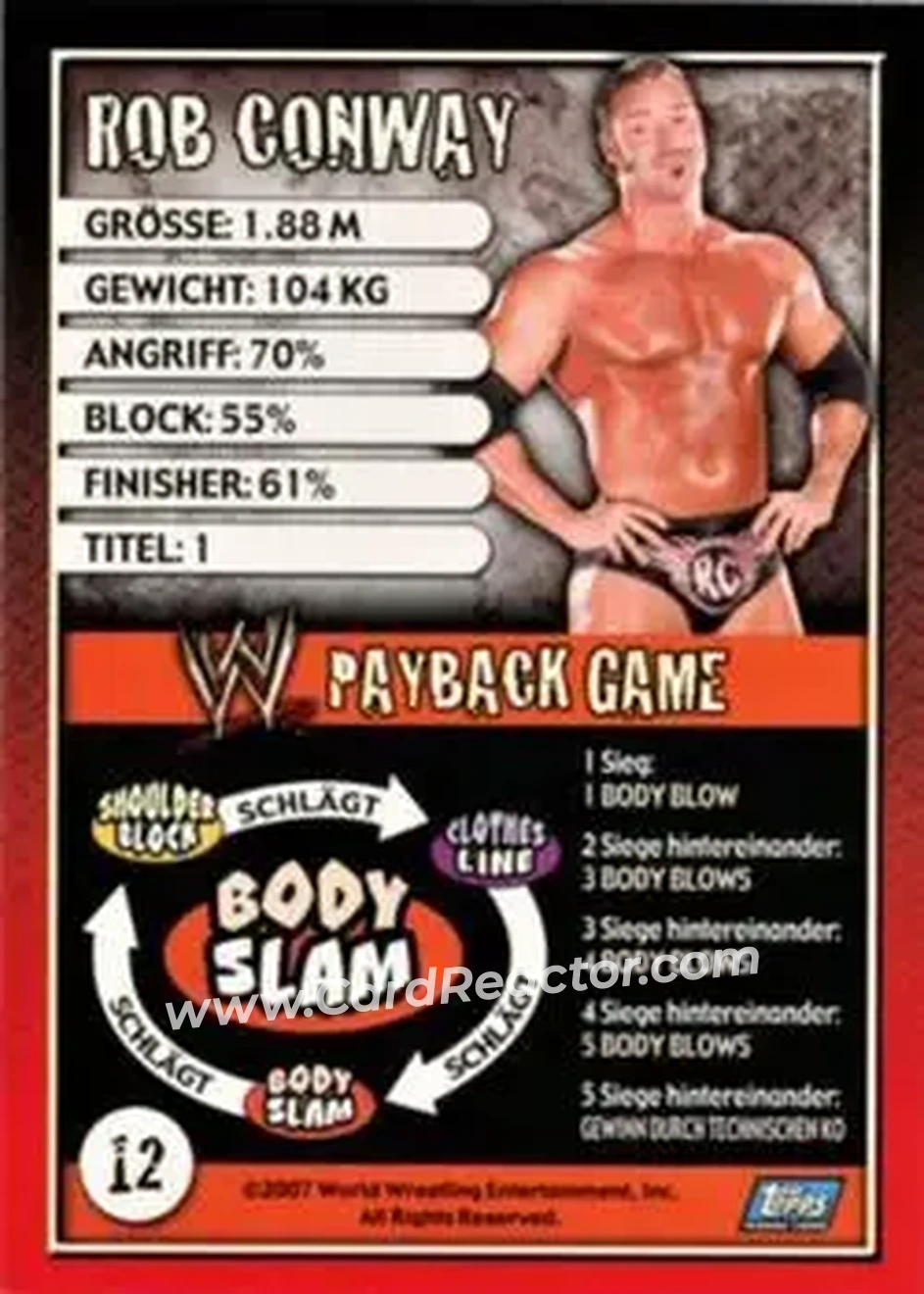 2006 Topps WWE Payback (German Edition) #12 - Rob Conway - Back