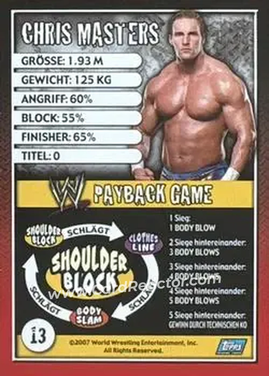 2006 Topps WWE Payback (German Edition) #13 - Chris Masters - Back